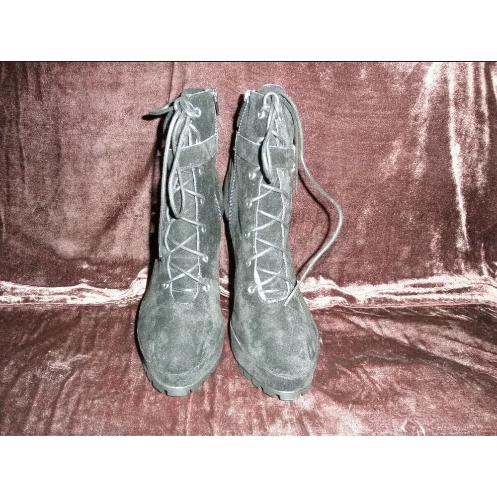 NEW by SHOEDAZZLE, BOOTIES, SIZE 11 MEDIUM VONNE WW, BLACK, SUEDE (HEELS 5"). - Picture 6 of 10